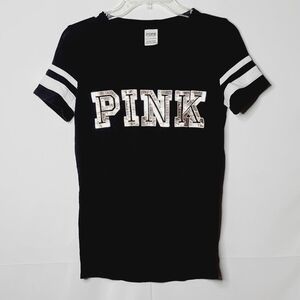 Victoria Secret Pink vneck sequin short sleeve top